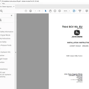 John Deere 1026R Compact Utility Tractors INSTALLATION INSTRUCTIONS MANUAL LVU36077 PDF