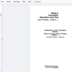 John Deere 160GLC Excavator Operation & Test Technical Manual TM13345X19 - PDF DOWNLOAD