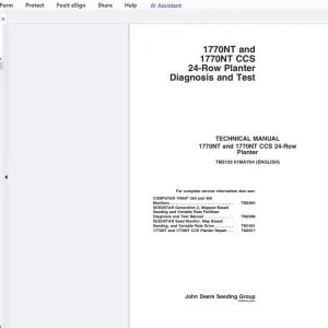 John Deere 1770NT & 1770NT CCS 24-Row Planter Diagnosis & Test Technical Manual TM2129 - PDF DOWNLOAD