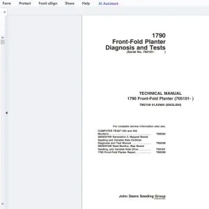 John Deere 1790 Front-Fold Planter Diagnosis & Test Technical Manual TM2159 - PDF DOWNLOAD