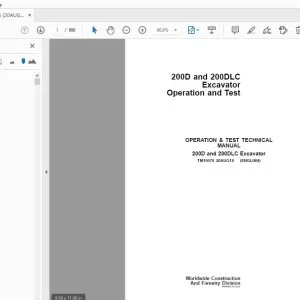 John Deere 200D & 200DLC Excavator Operation & Test Manual TM10076 - PDF DOWNLOAD