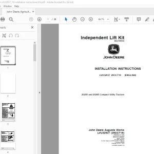 John Deere 2025R & 2026R Compact Utility Tractors Instruction Manual LVU32937 PDF