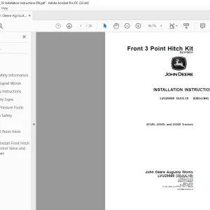 John Deere 2032R, 2036R, & 2038R Tractors Installation Instructions Manual LVU29989 PDF