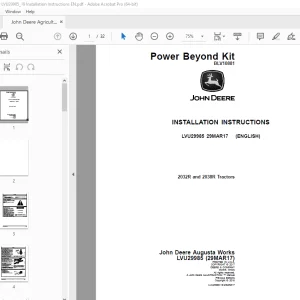 John Deere 2032R & 2038R Tractors Instruction Manual LVU29985 PDF