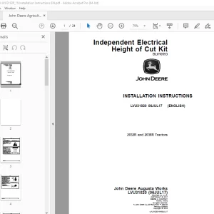 John Deere 2032R & 2038R Tractors Instruction Manual LVU31020 PDF
