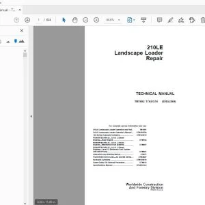 John Deere 210LE Landscape Loader Repair Technical Manual TM1692 - PDF DOWNLOAD