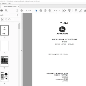 John Deere 2230 Floating Hitch Field Cultivator Instruction Manual KK51918 PDF