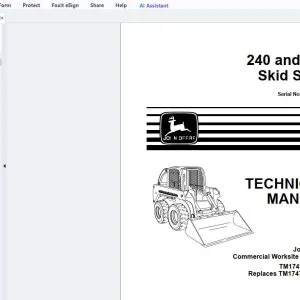 John Deere 240 & 250 Skid Steer Technical Manual TM1747 - PDF DOWNLOAD