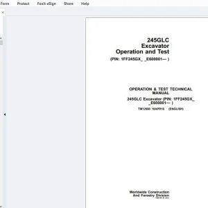 John Deere 245GLC Excavator Operation & Test Technical Manual TM12660 - PDF DOWNLOAD
