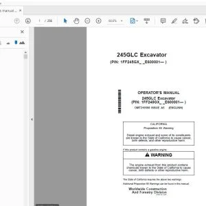 John Deere 245GLC Excavator Operator's Manual OMT319598 - PDF DOWNLOAD