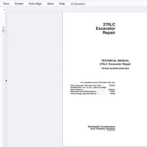 John Deere 270LC Excavator Repair Technical Manual TM1668 - PDF DOWNLOAD