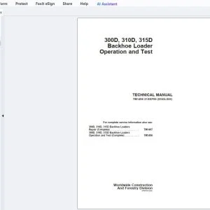 John Deere 300D, 310D, 315D Backhoe Loader Operation & Test Manual TM1496 - PDF DOWNLOAD