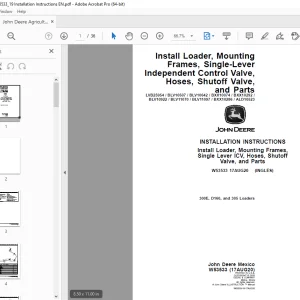 John Deere 300E, D160 & 305 Loaders Instruction Manual W53533 PDF