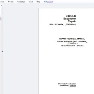 John Deere 300GLC Excavator Repair Technical Manual TM13264X19 - PDF DOWNLOAD
