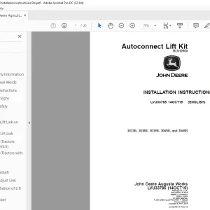 John Deere 3033R, 3038R, 3039R, 3045R, & 3046R INSTALLATION INSTRUCTIONS MANUAL LVU33785