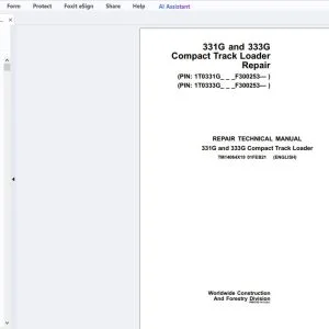 John Deere 331G & 333G Compact Track Loader Repair Technical Manual TM14064X19 - PDF DOWNLOAD