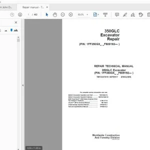 John Deere 350GLC Excavator Repair Technical Manual TM13207X19 - PDF DOWNLOAD
