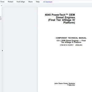 John Deere 4.5 L OEM Diesel Engines-Final Tier 4Stage IV Platform Component Technical Manual CTM120119 - PDF DOWNLOAD