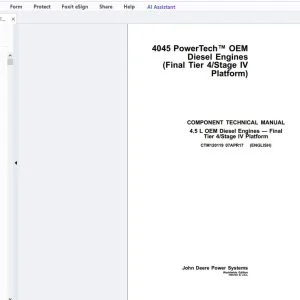John Deere 4.5L OEM Diesel Engines-Final Tier 4 Stage IV Platform Component Technical Manual CTM120119 - PDF DOWNLOAD