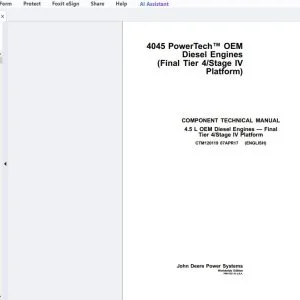 John Deere 4.5L OEM Diesel Engines Final Tier 4/Stage IV Platform Component Technical Manual CTM120119 - PDF DOWNLOAD