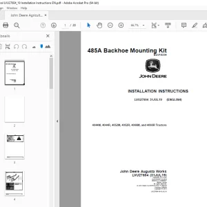 John Deere 4044M 4044R 4052M 4052R 4066M & 4066R Tractors Instruction Manual LVU27604 PDF