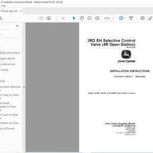John Deere 4044R, 4049R, 4052R, and 4066R Open Station Tractors INSTALLATION INSTRUCTIONS MANUAL LVU30658