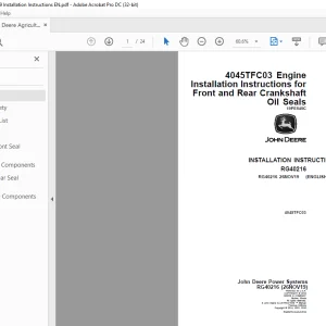 John Deere 4045TFC03 INSTALLATION INSTRUCTIONS MANUAL RG40216 - PDF DOWNLOAD
