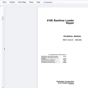 John Deere 410E Backhoe Loader Repair Technical Manual TM1611 - PDF DOWNLOAD