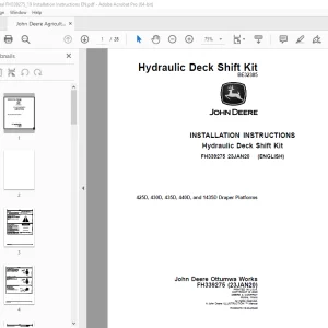 John Deere 425D, 430D, 435D, 440D & 1435D Draper Platforms Instruction Manual PDF