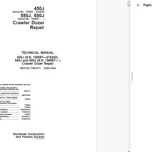 John Deere 450J, 550J & 650J Crawler Dozer Repair Technical Manual TM10722 - PDF DOWNLOAD