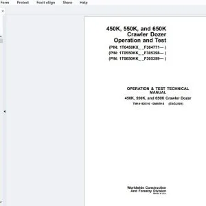 John Deere 450K, 550K & 650K Crawler Dozer Operation & Test Technical Manual TM14162X19 - PDF DOWNLOAD