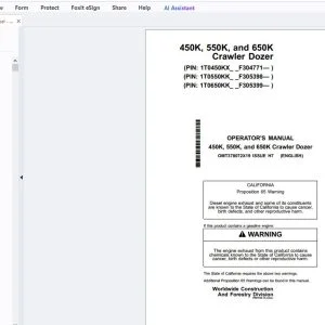 John Deere 450K, 550K & 650K Crawler Dozer Operator's Manual OMT378072X19 - PDF DOWNLOAD