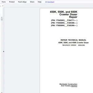 John Deere 450K, 550K & 650K Crawler Dozer Repair Technical Manual TM14163X19 - PDF DOWNLOAD