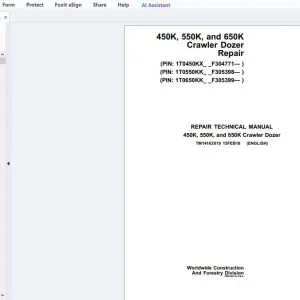 John Deere 450K, 550K & 650K Crawler Dozer Repair Technical Manual TM14163X19 - PDF DOWNLOAD