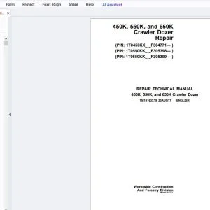 John Deere 450K, 550K & 650K Crawler Dozer Repair Technical Manual TM14163X19 - PDF DOWNLOAD