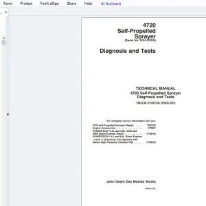 John Deere 4720 Self Propelled Sprayer Diagnosis & Test Technical Manual TM2230 - PDF DOWNLOAD