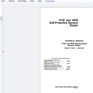 John Deere 4730 & 4830 Self Propelled Sprayer Repair Technical Manual TM2368 - PDF DOWNLOAD