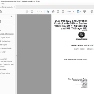 John Deere 5075M, 5085M, 5100M, and 5115M Tractors INSTALLATION INSTRUCTIONS MANUAL SU42706 PDF