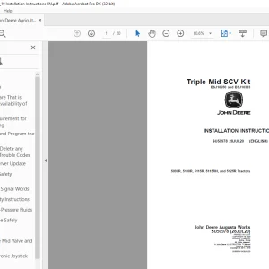 John Deere 5090R, 5100R, 5115R, 5115RH, and 5125R Tractors INSTALLATION INSTRUCTIONS MANUAL