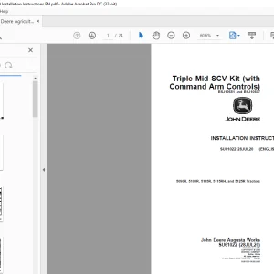 John Deere 5090R, 5100R, 5115R, 5115RH & 5125R Tractors Installation Instructions Manual SU61022