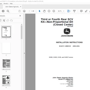 John Deere 5090R 5100R 5115R & 5125R Tractors Instruction Manual SU44113 PDF