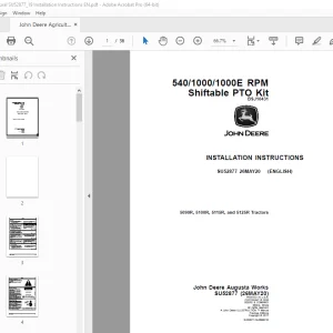 John Deere 5090R, 5100R, 5115R & 5125R Tractors Instruction Manual SU52877 PDF
