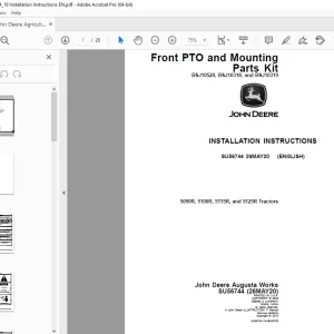 John Deere 5090R, 5100R, 5115R & 5125R Tractors Instruction Manual SU56744 PDF