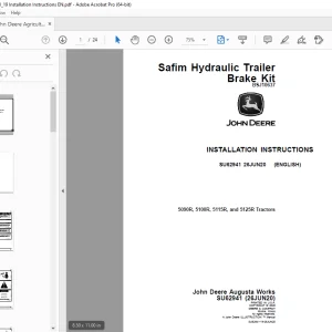 John Deere 5090R, 5100R, 5115R & 5125R Tractors Instruction Manual SU62941 PDF