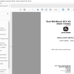 John Deere 5090R, 5100R, 5115R, and 5125R Tractors INSTALLATION INSTRUCTIONS MANUAL SU44115
