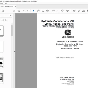 John Deere 520M, 540M & H240 Loaders Instruction Manual W56568 PDF