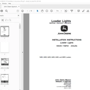 John Deere 540R 600R 620R 640R 660R & 680R Loaders Tractors Instruction Manual PDF