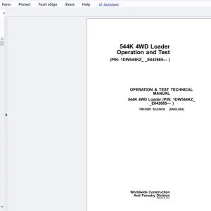 John Deere 544K 4WD Loader Operation & Test Technical Manual TM12097 - PDF DOWNLOAD