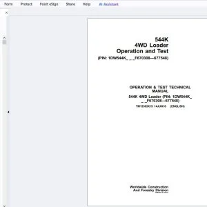 John Deere 544K 4WD Loader Operation & Test Technical Manual TM13363X19 - PDF DOWNLOAD