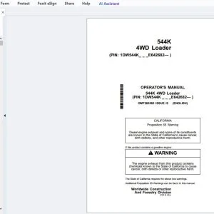 John Deere 544K 4WD Loader Operator's Manual OMT260582 - PDF DOWNLOAD